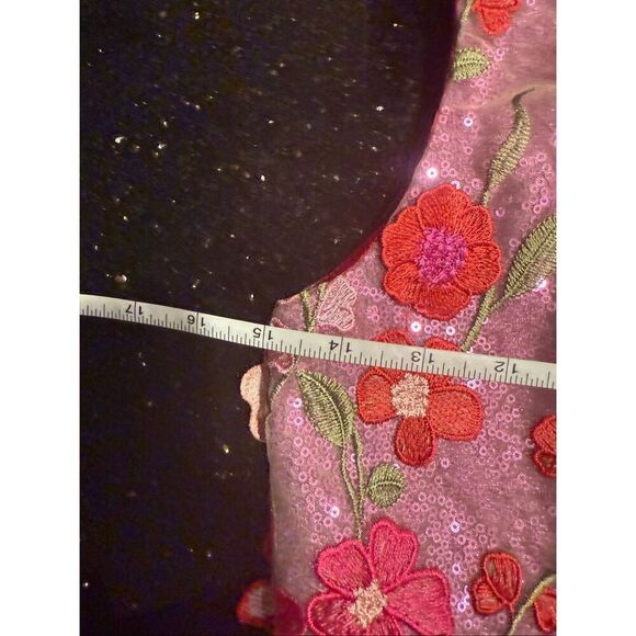 HELSI Miranda 3D Floral Sequin Mini Dress -Fuchsia Cocktail Party Size XS NWT - Picture 6 of 7